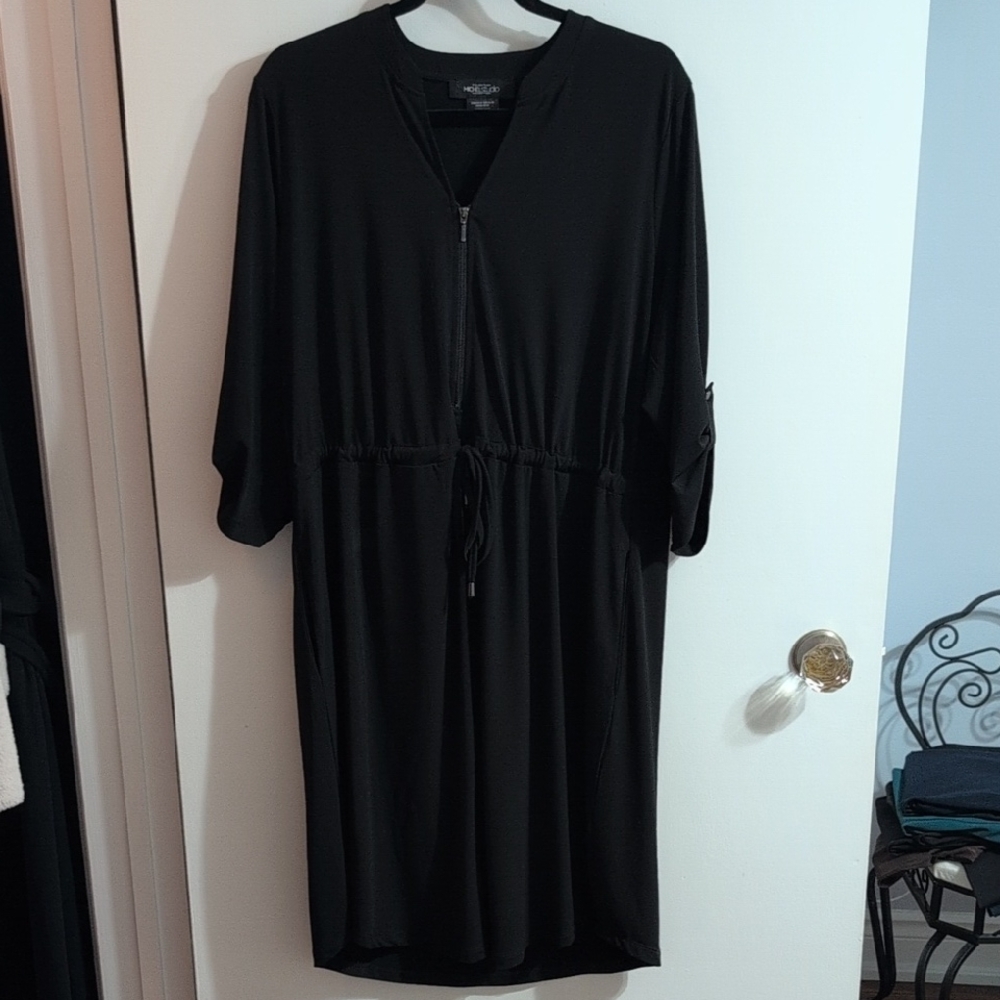 Women's Michel Studio Elegant Black Zip-Up Dress